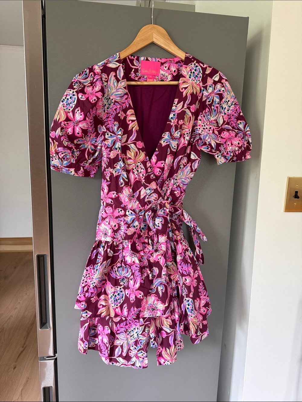 Lilly Pulitzer Alexandria Elbow Sleeve Cotton Wrap Dress Size 4 - Picture 3 of 7